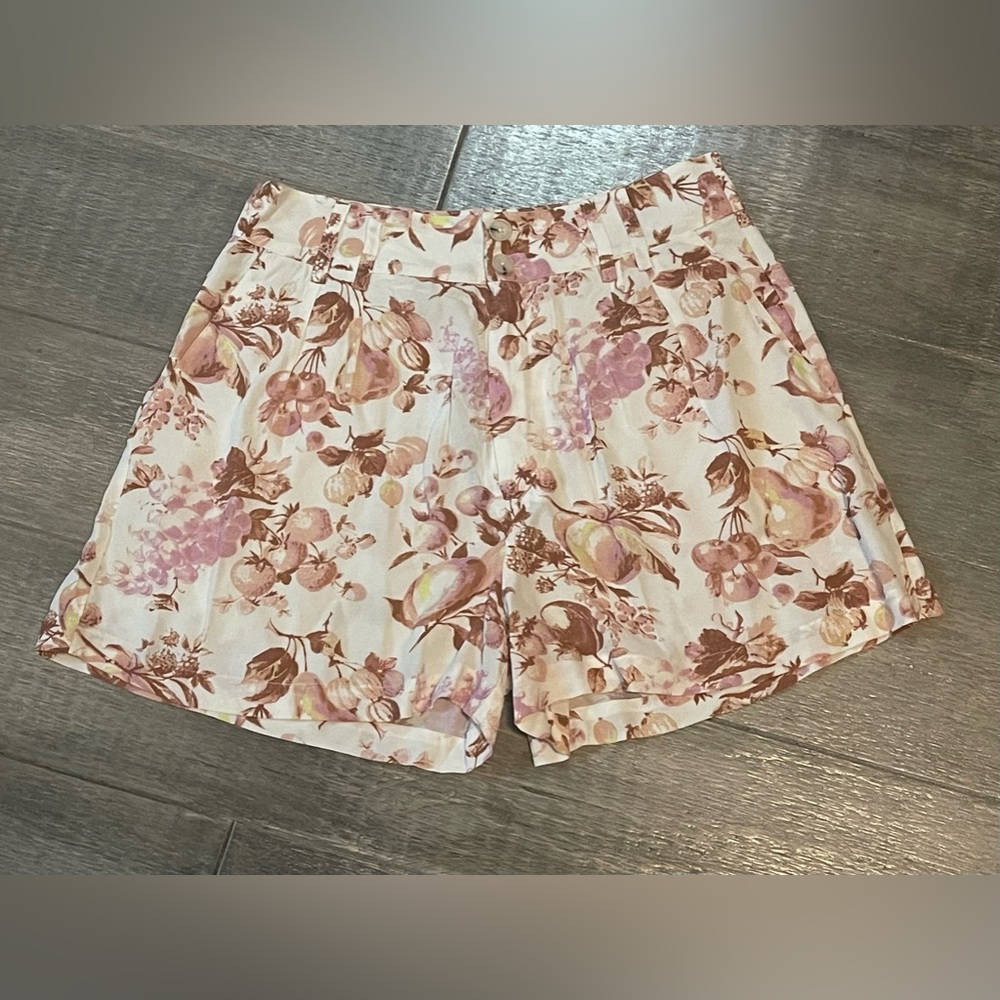 Paige Tabby Mecca Orange Multi Floral Shorts Size 4